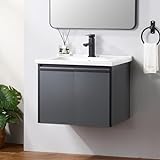 KARAMAG Schwebender Waschtisch, 57 cm Wandhalterung, Badezimmer-Waschtisch, kein Waschbecken, faltbares Design für schnelle Installation in 5 Minuten, moderner Stil, G