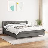 HOMEELIKE Boxspringbett mit Matratze Dunkelgrau 180x200 cm S