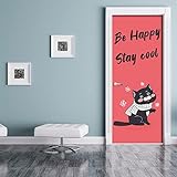 WERBEPUNKT. Türtapete Katze be Happy Stay cool, Türposter, selbstklebend 2050 x 880