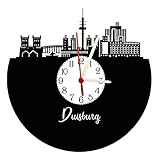 bigcopy e.K. Wanduhr Duisburg Skyline mit Ziffernblatt, hochwertige Acrylglas Uhr mit lautlosem Quarzwerk, 3mm Stärk