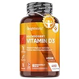 Vitamin D3 4000 IE - 400 Tabletten (1 Tablette alle 4 Tage) - Sonnenvitamin für Immunsystem, Knochen, Zähne & Muskeln (EFSA) - 100% Reines Cholecalciferol Vitamin D - Geprüfte Zutaten - WeightW