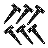 BELOH 6 stücke 5. -inch T-förmiger rostfreier Eisenscharnier, Retro-Licht-Carport-Tür, Holztürscharnier (schwarz)