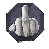 Baolong Direct Kompakter Reise-Regenschirm, Mittelfinger, spezielles Design, winddicht, mit Geschenkbox