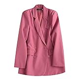 Candy Green Anzugjacke für Damen Herbstmantel Mittellanger Kausaljackenmantel Online Shop – Mode (Pink, XL)