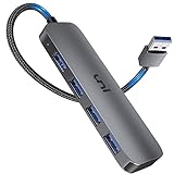 uni USB 3.0 Hub, Ultra Slim 4 Port USB 3.0 Daten-Hub-Adapter für Tastatur, Maus, PC, MacBook Air, Mac Pro/Mini, iMac, Surface Pro, XPS, Xbox One, Flash-Laufwerk, Mobile HDD usw.【Alumunim+Nylonkabel】