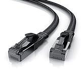 CSL - 1m CAT 8.1 Netzwerkkabel Flach 40 Gbits - Baumwollmantel - LAN Kabel Patchkabel - CAT 8 Gigabit RJ45 Ethernet Cable - 40000 Mbits Geschwindigkeit - Flachbandkabel - Verlegekabel - Cat 6 Cat 7
