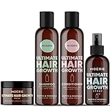MOERIE Shampoo Set 4-teilig - Shampoo gegen Haarausfall, Conditioner, Haarwachstum Serum & Haarmaske - natürlich Haarwachstum beschleunigen - Veganes Haarwuchsmittel Frauen & Männer - 77 M