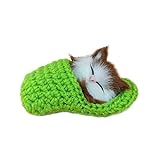 Notinzo Süße schlafende Katze Hausschuhe klingende Simulation Plüschtier Dekor Kinder Geschenk Puppen & Stofftiere Klein 25
