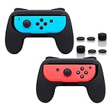 FASTSNAIL Gummierte Griffe Kompatibel mit Nintendo Switch für JoyCon, Halterung Gaming Controller Kompatibel mit Switch OLED, mit 3 Paar Daumengriffen(2 x Schwarz)