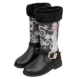 YOSICIL Stiefel Kinder Prinzessin Elsa Schneestiefel Mädchen Eiskönigin Winterstiefel Weihnachten Geburtstag Warmem Outdoor Schuhe Winter Rutschfest 3-8 Jahre Schlup