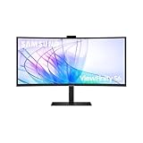 Samsung ViewFinity S65VC Curved Monitor 34 Zoll, Mit Lautsprechern und Webcam, Bildschirm mit VA-Panel, 3.440 x 1.440 Pixel, Bildwiederholrate 100 Hz, Reaktionszeit 5 ms, 90 W Laden via USB-C,