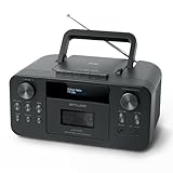 MUSE Tragbares DAB+ Radio mit Bluetooth CD-Player, Kassettenspieler, UKW, Kopfhörer-Eingang, AUX-In, LCD Display, Musik-Streaming, Schwarz (M-182DB)