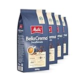 Melitta BellaCrema Decaffeinato Ganze Kaffee-Bohnen entkoffeiniert 4 x 1kg, ungemahlen, Kaffeebohnen für Kaffee-Vollautomat, koffeinfrei, milde Röstung, geröstet in Deutschland, Stärke 3