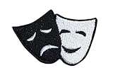 Comedy/Tragicomedy – Schwarz/Weiß – Theatermaske – Tragicomödie – Bügelapplikation / Bestick