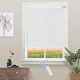 Grandekor Rollo Elektrisch Weiß B45 x H150 cm(Stoffbreite 41 cm) Elektrisches Verdunklungsrollo Klemmfix ohne/mit Bohren, Smarte Rollos mit Fernbedingung, Sonnenschutz für Schlaf-, W