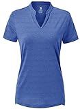 donhobo Damen Kurzärmeliges T-Shirt Mit V-Ausschnitt Klassischer Schnitt Kurzarm Oberteil Sommer Basic Sport Fitness Yoga Casual Tops (Blau, XS)