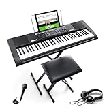 Alesis Melody 61 - Keyboard E-Piano für Anfänger mit Lautsprechern, Klavier Ständer, Hocker, Kopfhörern, Mikrofon, Notenablage, 300 Sounds & Musiklek
