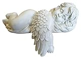 Fachhandel Plus Regalengel Kanten-Engel mit Flügel liegend Kantenfigur Skulptur Putte Grabengel weiß Grabschmuck