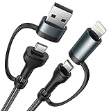 Lightning USB C Adapter, USB A/USB C auf USB C Kabel Multi Ladekabel, 60W 4 in 1 PD 3A Mehrfach Universal Schnellladekabe USB für iPhone Laptop Tablet Samsung Galaxy