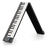 FunKey KP-88II Klapp-Piano - Keyboard zum Zusammenklappen - 88 Tasten in Standardgröße mit Anschlagdynamik - 1100 mAh-Akku - Lautsprecher - Inkl. Tasche, Netzteil & Sustain-Pedal - Schw