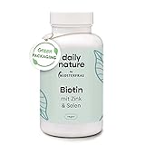 dailynature Biotin mit Zink & Selen | 365 vegane Tabletten mit 10.000 µg Biotin | Nahrungsergänzungsmittel für Haarwuchs, Haut & Nägel | ohne unerwünschte Zusätze | kompostierbare Dose| J