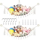 XSHAO® 2 Stk Kuscheltier Aufbewahrung Netz, Spielzeug Hängematte Netz mit 3-Haken Stofftier Aufbewahrung für Aufbewahrung von Plüschtieren 120 x 100