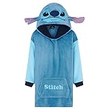 Disney Stitch Hoodie Decke Mädchen, Frozen Kuscheldecke mit Ärmeln, Fleece Kapuzenpullover, Hoodie Mädchen Geschenke (Blau Stitch)