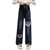 BIISDOST Kleinkind-Mädchen-Sommer-Riemen-Jeans-elastische hohe Taillen-dünne Flare-Hosen-Hose-Mode Spielhose (Black, 6-7 Years)