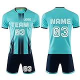 LJYTMZ Personifizieren Fussball Trikot Kinder Erwachsene Hemd & Kurze Set mit Nummer Name Team Logo Fußballtrikot Geschenke für Jung