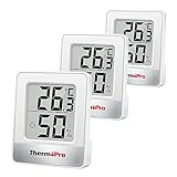 ThermoPro TP49-3 Kleines digitales Hygrometer, Innenthermometer, Raumthermometer, Temperaturmonitor und Feuchtigkeitsmesser für den Komfort im Büros zu Hause, Reptilienthermometer, 3 Stück
