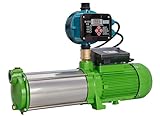 CHM GmbH® Gartenpumpe Edelstahl Kreiselpumpe 1100 Watt 6 Bar 5100 L/h Wasserpumpe mit Druckschalter und Trock