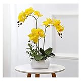 LIOONS kunstblumen deko Künstliche Phalaenopsis-Blume Mit Weißer Keramikvase, Gefälschte Blume Für Zuhause, Hochzeitszentrum, Kunststoff-blumendekoration W