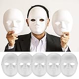 Vwoqiy 10 Stück DIY Weiße Papier Maske, Maskerade-Masken Zellstoff Blank zum Bemalen, Überstreichbare Papiermasken für Karneval, Cosplay, Halloween Party