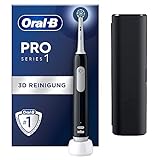 Oral-B Pro Series 1 Elektrische Zahnbürste/Electric Toothbrush,1 Aufsteckbürste, 3 Putzmodi und Drucksensor für Zahnpflege, Reiseetui, Designed by Braun, black