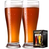 Baalaka Biergläser 2er Set, 473.6 g Pilsner Beer Pint Gläser, Weizenbiergläser Trinkset, Glaswaren Geschenk für M