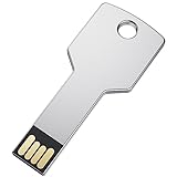 64GB USB Stick Schlüsselform Speicherstick Uflatek USB 2.0 Flash-Laufwerk Silber Tragbar Flash Drive Wasserdicht Memory Stick Schlüssel Datenspeicher Gutes Geschenk für Geburtstag