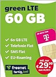 freenet green LTE 60 GB – Handyvertrag im Telekom Netz mit Internet Flat, Flat Telefonie und SMS, VoLTE, WiFi-Calling und EU-Roaming – In alle deutschen Netze – 24 Monate Vertrag