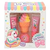 Depesche 12208 Ylvi Set für Kinder im Candy-Shop Design, mit 2 Tuben, Lipgloss-Dose und Lippenpflege in Eistüten-Form, Mehrfarbig