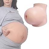 Oppaionaho Fake Schwangerschaftsbauch für 3-10Monate, Silikon Fake Schwangerschaftsbauch von Zwillingen Bump, Lightweight Fake Schwangerschaftsbauch Baumwolle Füllung (#2, L(8-10 Month))