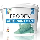 EPODEX® LATEX PAINT | Latexfarbe Glanz Seidenglanz| Abriebfest Abwaschbar Strapazierfähig Geruchsarm Hohe Deckkraft | 45 Farben Polar Weiß Bunt Farbig 1-50Kg