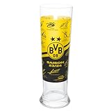 Borussia Dortmund Weizenglas mit Unterschriften, Mannschaft 2023/24, signiert schwarzgelb