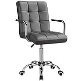 Yaheetech Bürostuhl, ergonomischer Schreibtischstuhl, Drehstuhl mit Rollen, Chefsessel Bürosessel mit Armlehnen, Office Stuhl, stufenlos höhenverstellbar,