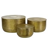 Casa Moro Orientalischer Beistelltisch ALAVA Gold 3er Set rund Hammerschlag Optik aus Aluminium | Luxus Metall Couchtisch Kaffeetisch | Marokkanischer Stil Sofatisch Wohn-Deko | TSV8040