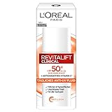 L'Oréal Paris Gesichtspflege mit LSF 50+ und antioxidativem Vitamin C, Anti-UV Fluid für alle Hauttypen, Gegen die ersten Anzeichen der Hautalterung, Revitalift Clinical, 1 x 50 ml Trop