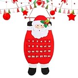LEVABE Weihnachtsfilz-Countdown 2023,Filz Weihnachtsmann Schneemann Elch Weihnachtsfilz Adventskalender 2023 mit 24 Taschen - Dekorativer Hängekalender, festlicher Wandkalender für Erw