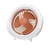 Kompakter USB-Ventilator mit einstellbaren Geschwindigkeiten und Nachtlicht für Reisen und Alltag (orange)