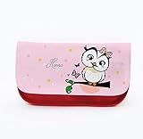 ilka parey wandtattoo welt Federtasche Federmappe Stiftetasche Federmäppchen Kosmetiktasche Eule Eulchen auf AST rosa mit Wunschnamen f082N