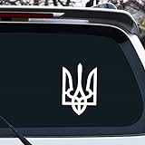 Vesvory 2 Stück ukrainische Wappen Aufkleber gestanzt Aufkleber für Autos Ukraine Dreizack Aufkleber ohne Hintergrund Aufkleber für Auto LKW Laptop Boot Selbstklebende Aufkleber (reflektierend weiß)