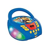 Lexibook - Paw Patrol - Bluetooth-CD-Spieler für Kinder - Tragbar, Lichteffekte, Mikrofonanschluss, Aux-in-Eingang, Batterie- oder Netzbetrieb, Mädchen, Jungen, Blau/Rot, RCD109