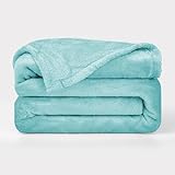 BESCH Flanelldecke für Sofa und Bett, 130 x 160 cm, 100 % Mikrofaser, extra weich, Überwurf aus Fleece, 90 cm, sehr weich und bequem, einfarbig, Wassergrü